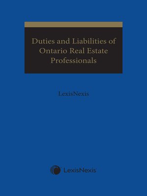 cover image of Duties and Liabilities of Ontario Real Estate Professionals